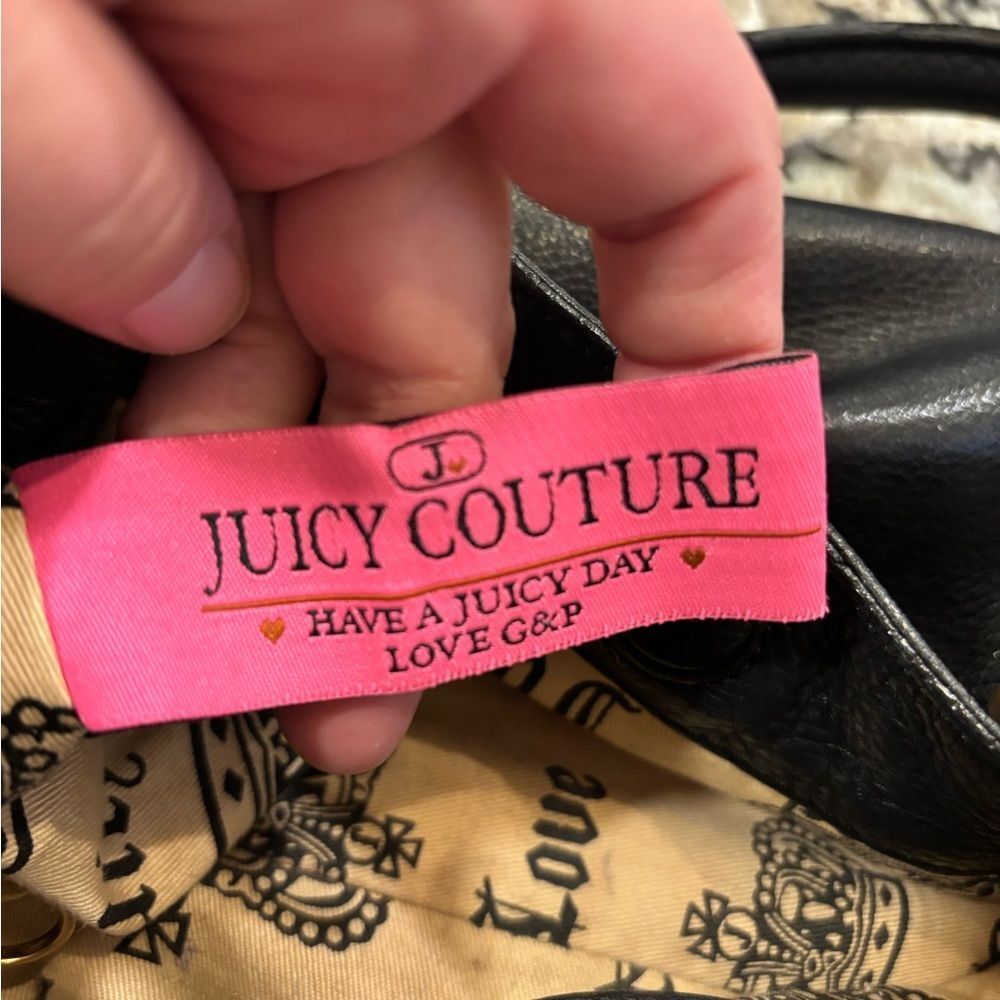 Amazing Y2K Black Pebbled Leather Juicy Couture Shoulder Bag - Picture 11 of 15